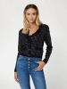 Cardigan logo 4G Strass GUESS Noir pour Femme : L'élégance à l'état pur