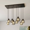 SOLDES Suspension CUBUS à 8 lampes gris fumé verre 95 cm de long : Réduction de 119€ 