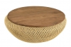 Table Basse Ronde en Rotin Beige Plateau Amovible de Macabane