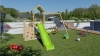 Aire de jeux en bois ULTRA XPERIENCE TRIGANO JARDIN 2.20 m 8 enfants Mur d'escalade toboggan et balançoires