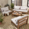 Salon de jardin BAHIA 5 places en bois brossé blanc - Soldes Salon de jardin Maisons du Monde