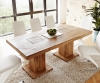 Table à manger INDRA acacia nature massif table à colonnes 200x100 cm - Delife